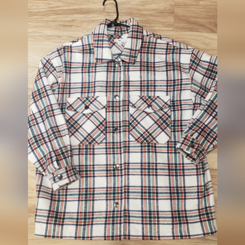 Women  BP. L Flannel Jacket Snap Button,heavy Rugged,from,wool Blend,cabincore